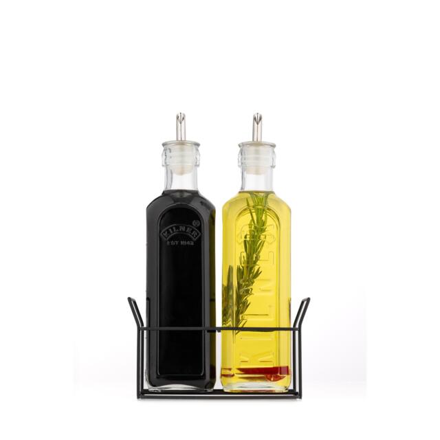 Kilner Set of 2 Oil Bottles in Rack 600ml - image 1