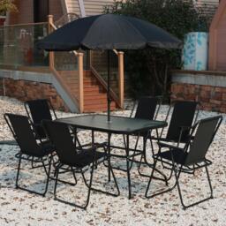 Linea 7-Piece Glass-Top Patio Dining Set - thumbnail 1