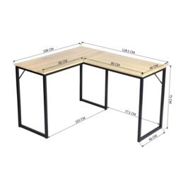 FurnitureR L-Shaped Corner Desk 129 cm Home Office Computer Table with Metal Frame - thumbnail 8