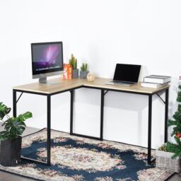 FurnitureR L-Shaped Corner Desk 129 cm Home Office Computer Table with Metal Frame - thumbnail 2