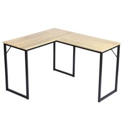 FurnitureR L-Shaped Corner Desk 129 cm Home Office Computer Table with Metal Frame - thumbnail 5