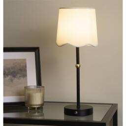 Lighting Collection Rechrageable Black Lamp with Scallop Shade - thumbnail 1