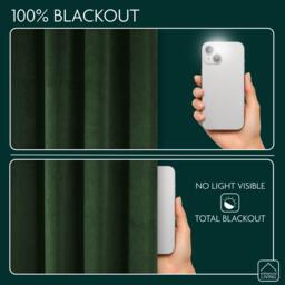Enhanced Living Hampton Green Velvet Blackout Thermal Ring Curtain - thumbnail 3
