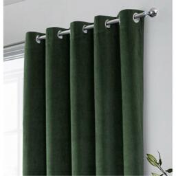 Enhanced Living Hampton Green Velvet Blackout Thermal Ring Curtain - thumbnail 2