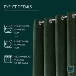 Enhanced Living Hampton Green Velvet Blackout Thermal Ring Curtain - thumbnail 4