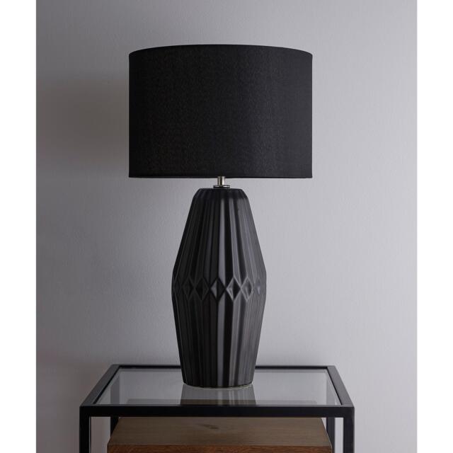 K Living Nyon Black Ceramic Table Lamp With Matching Shade