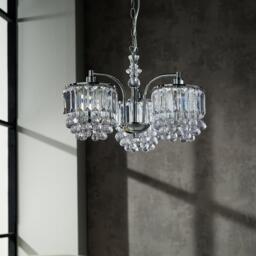 K Living 3 Light Chrome Chandelier with Acrylic Crystals