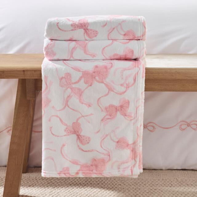 Catherine Lansfield Bow Cosy Fleece Oversized Blanket Throw - image 1