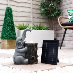 Streetwize Solar Water Feature with Battery Backup - Elephant with Ball