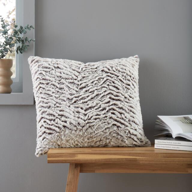 Catherine Lansfield Faux Fur Zip Closure Cushion - image 1