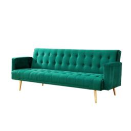 Comfy Living Plush Velvet Sofa Bed With Gold Metal Legs