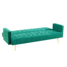 Comfy Living Plush Velvet Sofa Bed With Gold Metal Legs - thumbnail 2