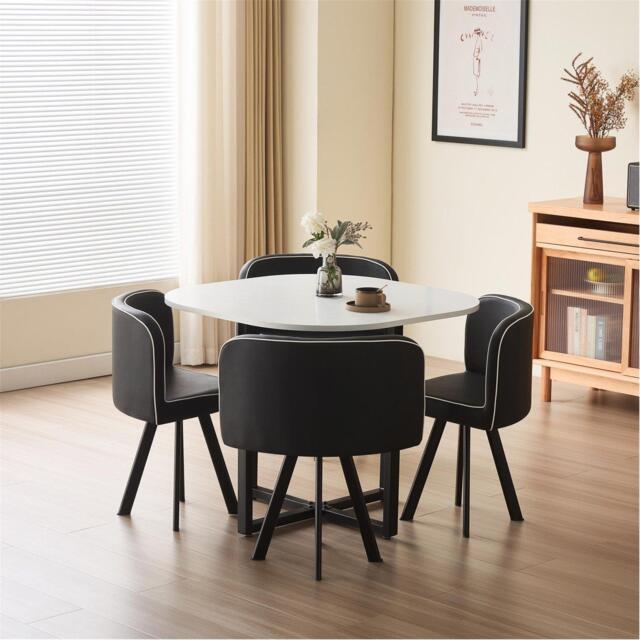 Comfy Living Modern Dining Set White Table With Chairs