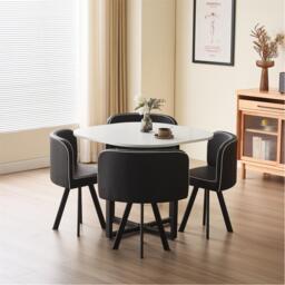 Comfy Living Modern Dining Set White Table With Chairs - thumbnail 1
