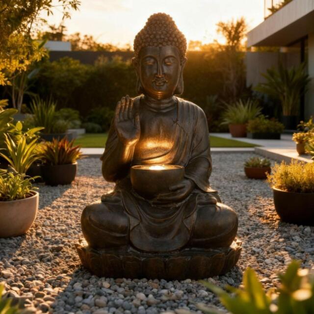 Streetwize Solar Water Feature - Meditating Buddha With Bowl - image 1