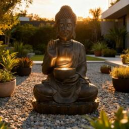 Streetwize Solar Water Feature - Meditating Buddha With Bowl - thumbnail 1