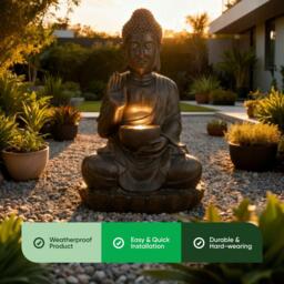 Streetwize Solar Water Feature - Meditating Buddha With Bowl - thumbnail 4