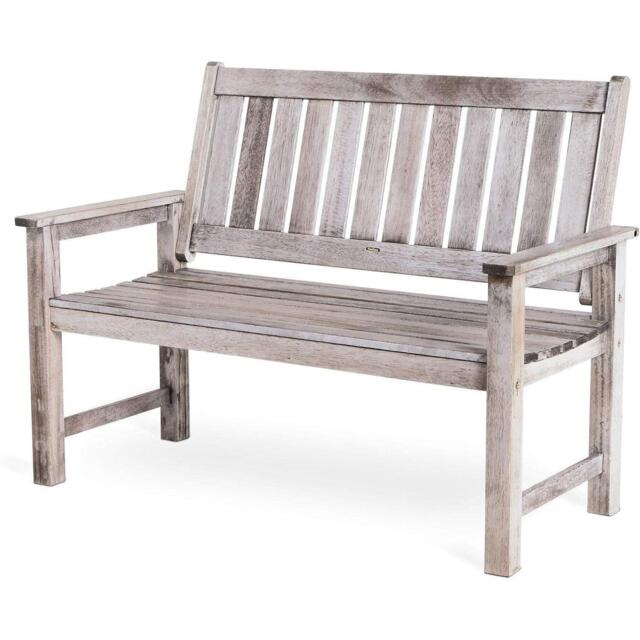 VonHaus VonHaus 2 Seater Wooden Grey Garden Bench - image 1