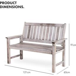 VonHaus VonHaus 2 Seater Wooden Grey Garden Bench - thumbnail 4