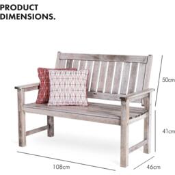 VonHaus VonHaus 2 Seater Wooden Grey Garden Bench - thumbnail 5