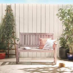 VonHaus VonHaus 2 Seater Wooden Grey Garden Bench - thumbnail 3