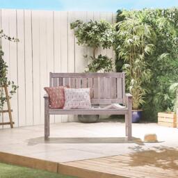 VonHaus VonHaus 2 Seater Wooden Grey Garden Bench - thumbnail 2