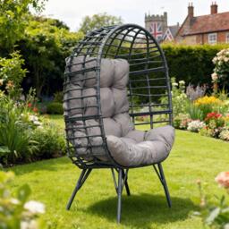 Linea Egg-Shaped Rattan Tufted Lounge Chair - thumbnail 1