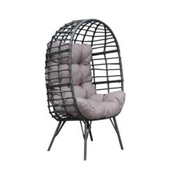 Linea Egg-Shaped Rattan Tufted Lounge Chair - thumbnail 2