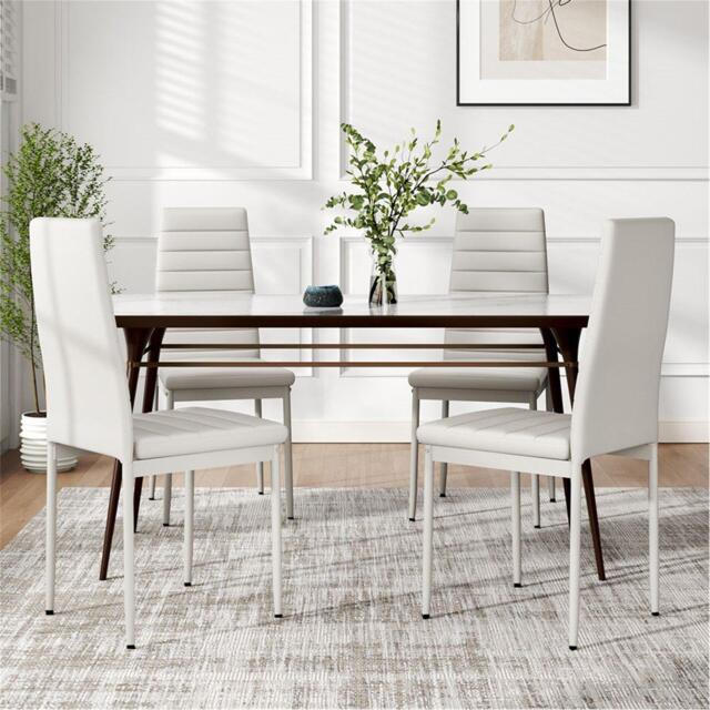 Kabinet UK 4 Pcs Faux Leather Armless High Back Dining Chairs - image 1