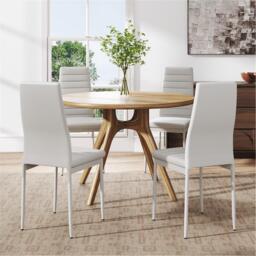 Kabinet UK 4 Pcs Faux Leather Armless High Back Dining Chairs - thumbnail 2