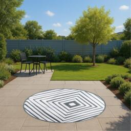 Streetwize Outdoor Rug - Round Aztec Diamond Pattern - thumbnail 6