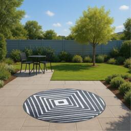 Streetwize Outdoor Rug - Round Aztec Diamond Pattern - thumbnail 2