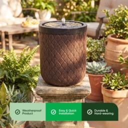 Streetwize Diamond Weave Solar Fountain - Textured Planter - thumbnail 4