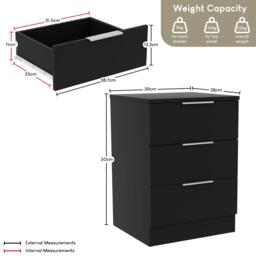 Lassic Trega 3 Drawer Bedside Chest - thumbnail 2