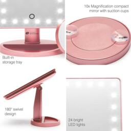 Rio Rose Gold 24 LED Makeup Mirror with mini remov - thumbnail 5