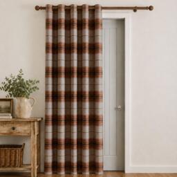 Catherine Lansfield Brushed Woven Glencoe Check Eyelet Door Panel