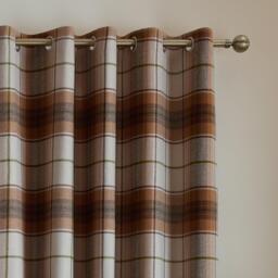 Catherine Lansfield Brushed Woven Glencoe Check Eyelet Door Panel - thumbnail 2