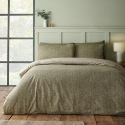 Catherine Lansfield Brushed Herringbone Cotton Duvet Cover Set - thumbnail 1