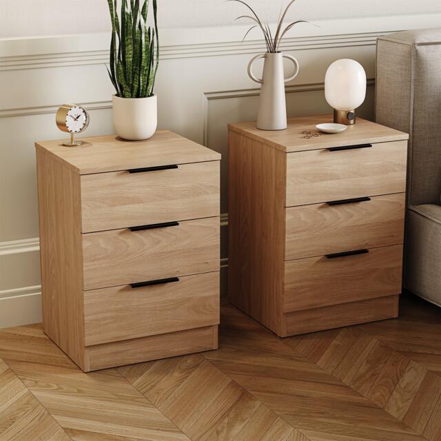 Lassic Trega 3 Drawer Bedside Chest Set Of 2 - image 1