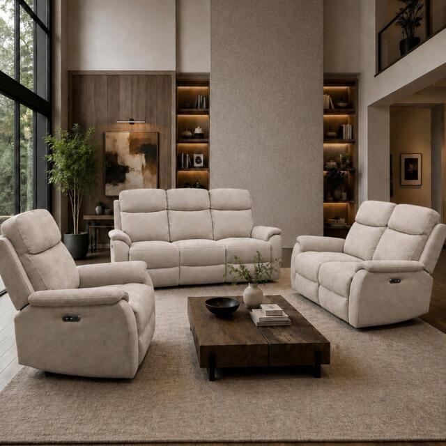 Aspire Kingsmere 3 + 2 + 1 Power Recliner Sofa Suite, Che - image 1