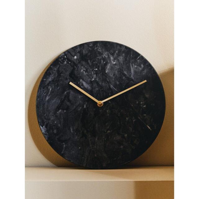 Interiors by Premier Lamonte 30cm Dia Black Marble Wall Clock - image 1