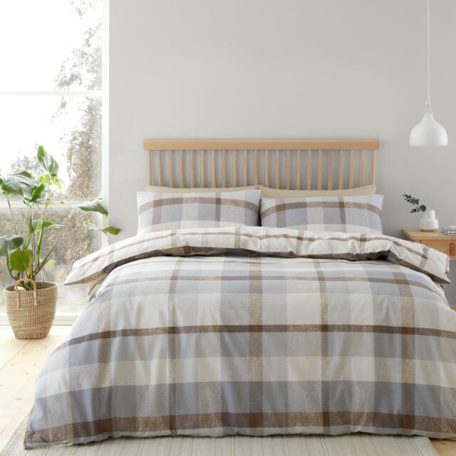 Catherine Lansfield Brushed Cotton Check Duvet Cover Set - image 1