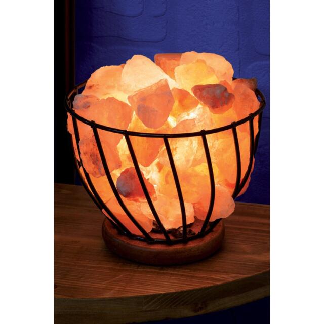 Hestia Himalayan Rock Salt Metal Basket Lamp