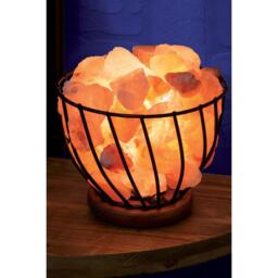 Hestia Himalayan Rock Salt Metal Basket Lamp