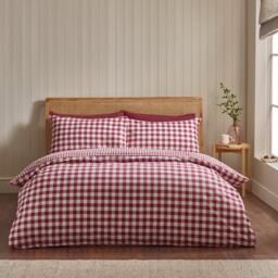 Catherine Lansfield Brushed Gingham Check Reversible Duvet Cover Set - thumbnail 1