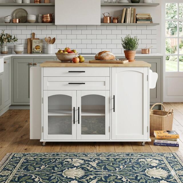 Urban Meuble Mobile Kitchen Island Trolley with Foldable Top - image 1