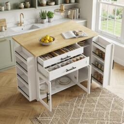 Urban Meuble Mobile Kitchen Island Trolley with Foldable Top - thumbnail 4