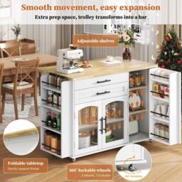 Urban Meuble Mobile Kitchen Island Trolley with Foldable Top - thumbnail 7