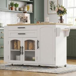 Urban Meuble Mobile Kitchen Island Trolley with Foldable Top - thumbnail 3