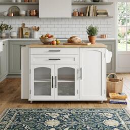 Urban Meuble Mobile Kitchen Island Trolley with Foldable Top - thumbnail 1